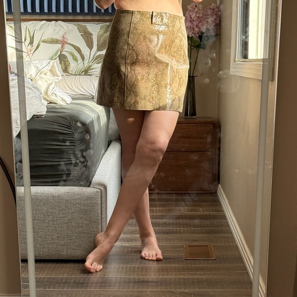 Zara Woman Genuine Leather Snakeskin Print A-Line Mini Skirt Size M - Picture 7 of 9